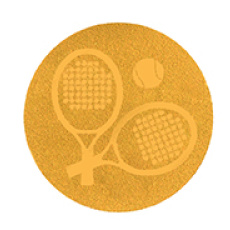 Emblém plážový tenis 25 mm - zlatý Emblém plážový tenis 25 mm - zlatý