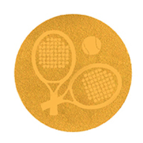 Emblém plážový tenis 25 mm - zlatý