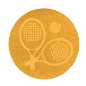 Emblém plážový tenis 50 mm - zlatý